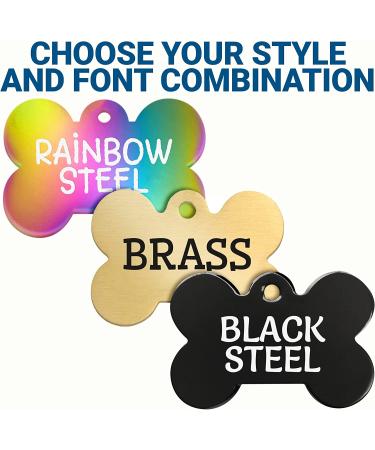 Personalized Rainbow, Black Steel, or Brass Dog Tags - Custom Engraved for Dogs and Cats | Fun Fonts | ID Tags (Pack of 1) - Buy Online on GoSupps.com