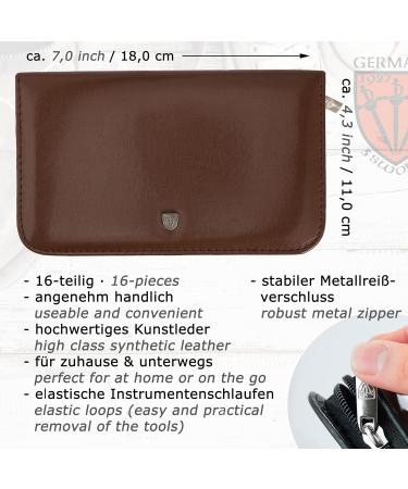Buy Three Swords 16 pcs Manicure Pedicure Set 'Cinisello' | High-Quality Synthetic Leather Nail Case | Brown | Complete Hand & Foot Care Kit - Buy Online on GoSupps.com