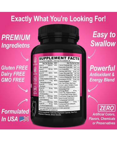 Women's Multivitamin with Magnesium, Zinc, and Minerals - Energy-Boosting Daily Supplement Capsules - Iron & Soy Free Formula - Buy Online on GoSupps.com