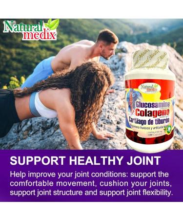 Natural medix GLUCOSAMINE CHONDROITIN + HYDROLYZED Collagen + Shark Cartilage - Premium Joint Support - Advanced Joint Health Formula 100% Peruvian Supplement - Buy Online on GoSupps.com