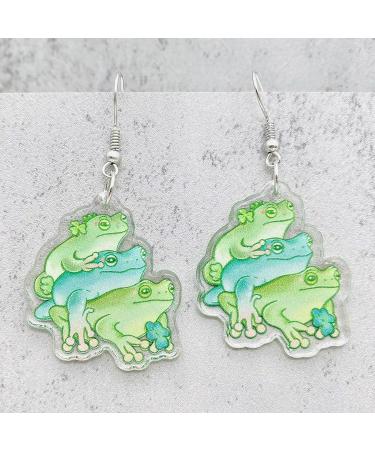 Shop Feylie Cute Frog Acrylic Earrings | Mushroom Drop & Dangle Earrings for Girls | International Shipping - Buy Online on GoSupps.com