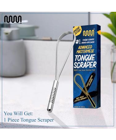 Mastermedi Tongue Scraper Bad Breath Treatment for Adults & Kids Food Grade 100% Stainless Steel Tongue Scrapers for Oral Care 1 Count (Pack of 1) - Buy Online on GoSupps.com