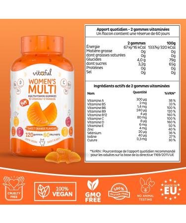 VITAFUL Women's Multi - Multivitamin Gummies for Women - Immunity & Energy Boost - 13 Vitamins Zinc & Selenium - Dietary Supplement - 120 Gummies 2 Month Dose - 100% Vegan - Buy Online on GoSupps.com