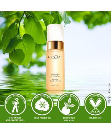 Gratiae Organics AHA Cleansing Foam - Non-Drying Facial Cleanser for Sensitive & Acne-Prone Skin | 5.1 Fl. Oz - Buy Online on GoSupps.com