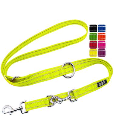 DDOXX Reflective Nylon Dog Leash - 2m 3-way adjustable dog leash for all dog sizes - M (Yellow) M - 2.0 x 200 cm Yellow - Buy Online on GoSupps.com