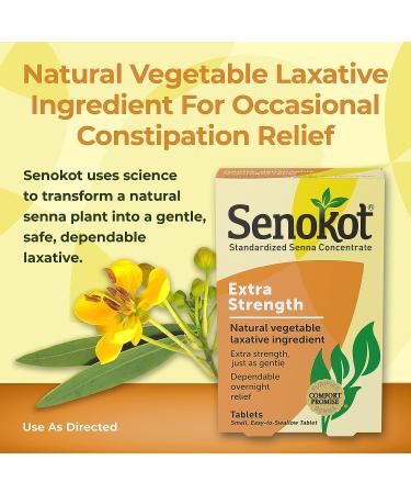 Senokot Extra Strength 12 Tablets - Natural Vegetable Laxative for Gentle Overnight Relief of Occasional Constipation - 12 Count Pack - Buy Online on GoSupps.com