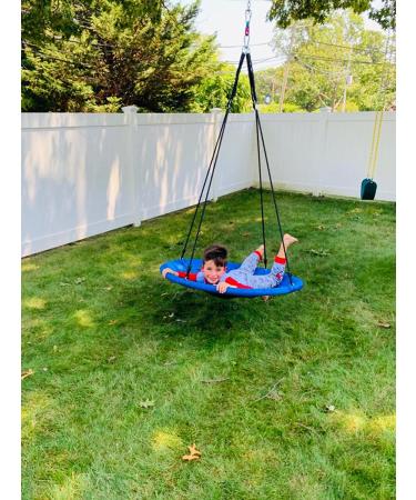 40 Inch Saucer Tree Swing for Kids | Includes Hanging Straps Kit and Tree Protector | Adjustable Straps | Outdoor Blue - Buy Online on GoSupps.com