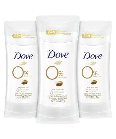 Dove Aluminum Free Deodorant 24hour Odor Protection Shea Butter Deodorant for Women 3 Count, 2.6 Ounce, white