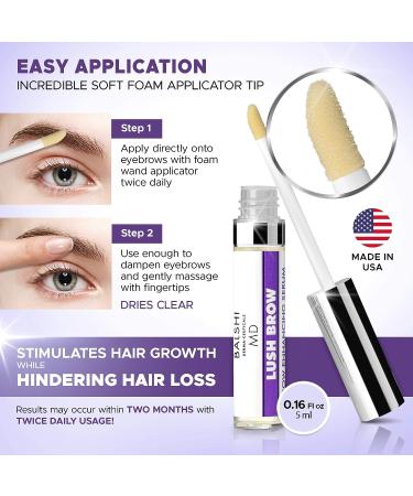Lush Brow Eyebrow & Eyelash Growth Serum with Peptides - Dermatologist Developed | 5ml - Buy Online on GoSupps.com
