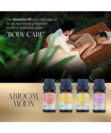 Abloom Moon Massage Oil Gift Box - 4 x 10ml Essential Oils for Aromatherapy Massage & Hair Care | Rose Jasmine Lavender - Buy Online on GoSupps.com