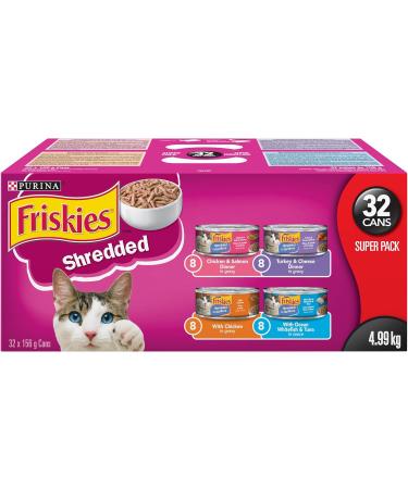 Purina Friskies Seafood & Chicken Lovers Wet Cat Food Variety Pack 24 x 156g Cans Brown (45078) & Purina Shredded Super Pack Cat Food 32 x 156g Cans 1 Case (Packaging May Vary) Cat Food + Cat Food Brown - Buy Online on GoSupps.com