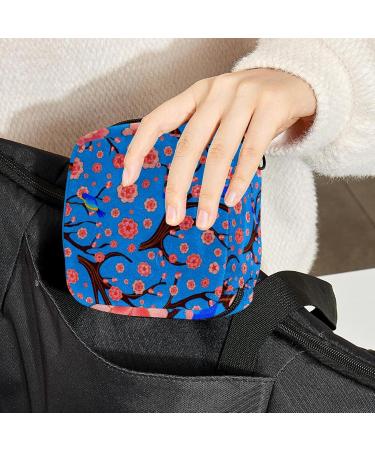 Buy Women's Travel Storage Bag for Menstrual Cup & Makeup Large Capacity Cherry Blossoms & Blue Birds Design - Buy Online on GoSupps.com
