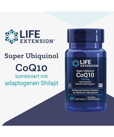 Buy Life Extension Super Ubiquinol 100mg with Shilajit - 60 Softgels | Gluten Free Soy Free Non-GMO Laboratory Tested | International Shipping Available - Buy Online on GoSupps.com