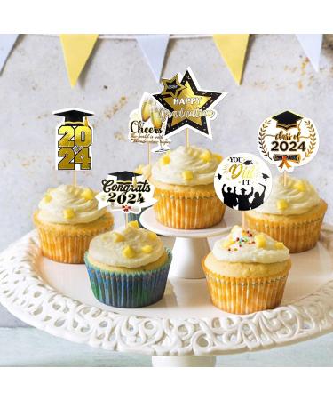 Ercadio 24 Pack Congrat 2024 Grad Cupcake Toppers Class of 2024 Cupcake Picks Happy Graduation Cupcake Toppers You Did It Cake Toppers for Graduation Theme Party Cake Decors Supplies Pattern 4 - Buy Online on GoSupps.com