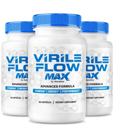NutraRize (3 Pack) Virile Flow Max Pills Official VirileFlow for Men Premium Ingredients to Support Energy Stamina and Performance Easy-to-Swallow Pastillas Review (180 Capsules)