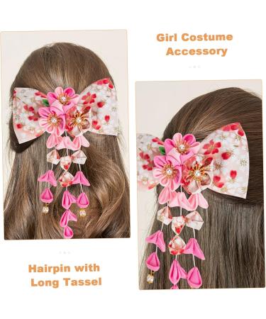 minkissy Japanese Style Hairpin Japanese- Style Hair Clips Tassel Hairpin Hair Ties for Women Japanese Hair Pin Kimono Hair Clip Hair Pins Hair Tie Clip The Flowers Cotton Woman 16x12cm Pink - Buy Online on GoSupps.com