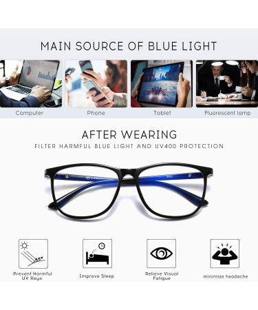 SUNGAIT SGT902 Blue Light Filter Glasses - Spring Hinge Anti-Blue Ray Digital Screen Eyewear - Glossy Black Frame - Buy Online on GoSupps.com