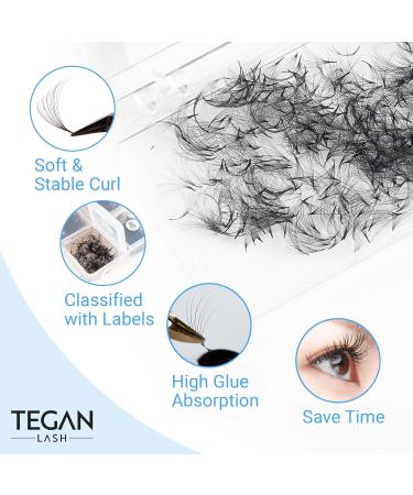 TEGAN LASH 500 Promade Fans - Volume Eyelash Extensions | Handmade Loose False Eyelashes | 3D to 16D | 0.03/0.05/0.07 Thickness | C/CC/D Curl | 9-15mm Length - Buy Online on GoSupps.com
