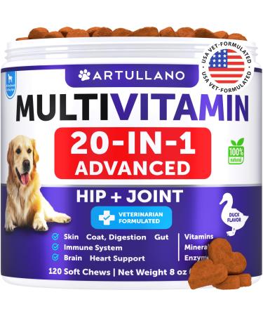 Dog Multivitamin Chewable - Dog Vitamins and Supplements with Glucosamine 20 in 1 - Senior & Puppy Multivitamin for Dogs - Pet Joint Support Health - Immunity Mobility Gut Skin - 120 Chews Multivitamin 120 Chews