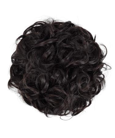 Rose Bud Chignon Hairpiece | Curly Bun Extensions Scrunchie Updo | 4A Dark Brown - Buy Online on GoSupps.com