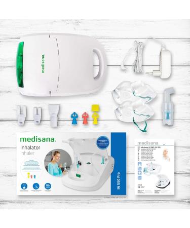Medisana 550 Inhaler - Compressor Nebulizer for Adults & Children Includes Mouthpiece & Mask Perfect for Colds & Asthma White - Buy Online on GoSupps.com