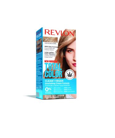 Revlon Total Color Permanent Hair Color Clean and Vegan 100% Gray Coverage Hair Dye 70 Dark Natural Blonde 3.5 oz