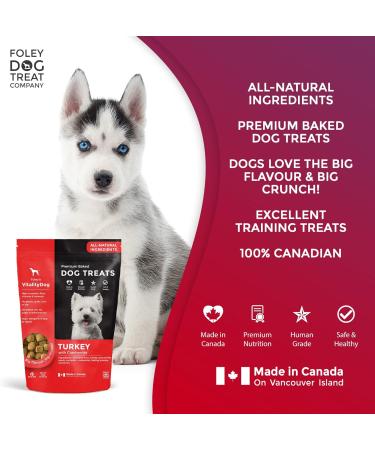 Vitality Dog Turkey with Cranberries - Premium Baked Dog Treats - Training Treats for Dogs Pet Treats Dog Snacks - Made in Canada Grain Free Human Grade 400g / 14.1oz Turkey with Cranberries 400 g (Pack of 1) - Buy Online on GoSupps.com
