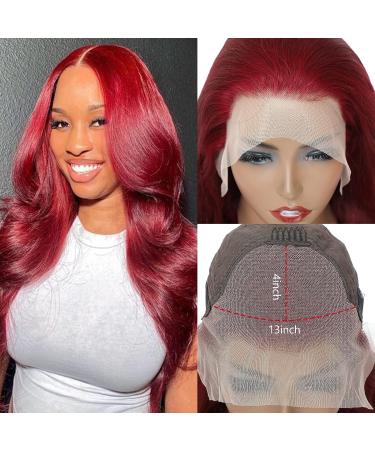 Burgundy Lace Front Human Hair Wig 22inch 99j Body Wave 180% Density for Black Women - Pre Plucked, HD Transparent, Glueless - Buy Online on GoSupps.com