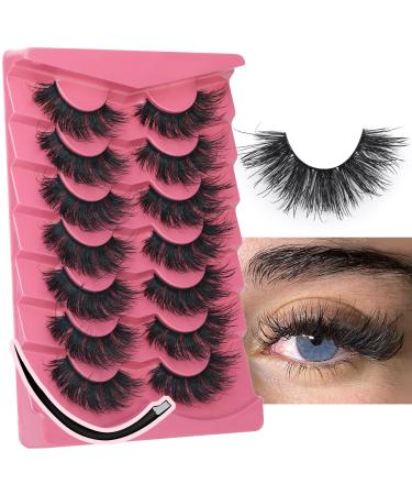 Mink Lashes Fluffy Flat Lashes 8D Volume False Eyelashes 23mm Wispy Faux Mink Lashes Dramatic Curly 7 Pairs Pack FANXITON Fake Eye Lashes C-23MM-08