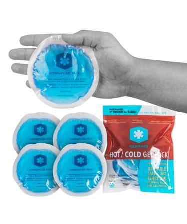 ICEWRAPS Small Round Gel Ice Packs for Injuries - Reusable with Cloth Backing | Nipples, Cheek, Face and Breast Ice Pack for Pain Relief | Flexible Kids Gel Ice Packs for Boo Boos | Pack of 5