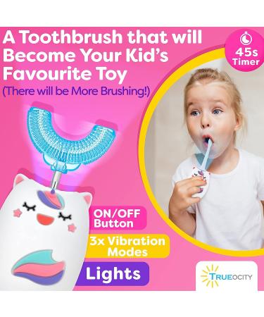 Kids Rechargeable U-Shaped Toothbrush (Pink Unicorn) | Ages 2+ | Automatic & Electric | Toddler & Children's Dental Care - Buy Online on GoSupps.com
