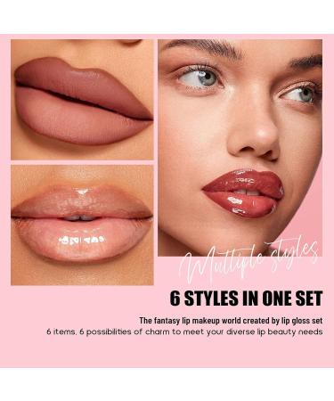 Women's Lip Gloss Set | Long-Lasting Tinted Lip Gloss Set for Women | 6-Piece Lip Pencil Kit for Girls for Everyday Use Travel Teen Birthday Parties - Buy Online on GoSupps.com