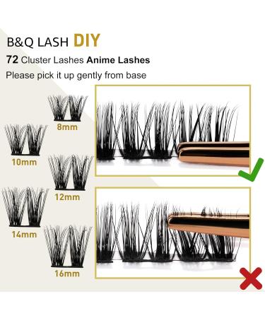 Shop BQ Lash Single Eyelash Clusters - 72 Colored DIY Extensions | B12 B02 B09 Black Lashes D-14mm for At-Home Beauty - Buy Online on GoSupps.com