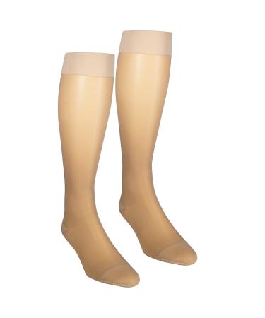 NuVein Sheer Compression Stockings, 15-20 mmHg Support, Women's Medium Denier Nylons, Knee High, Closed Toe, Beige, 2X-Large 2X-Large (1 Pair) Beige