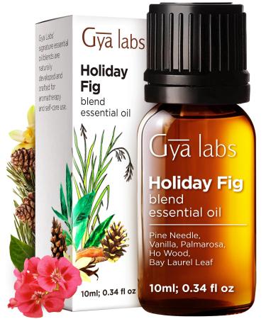 Gya Labs Holiday Fig Essential Oil Blend for Diffuser - Holiday Essential Oils for Skin - 100% Pure Natural Blend of Pine Needle, Palmarosa, Ho Wood, Bay Laurel Leaf & Vanilla (0.34 Fl Oz)