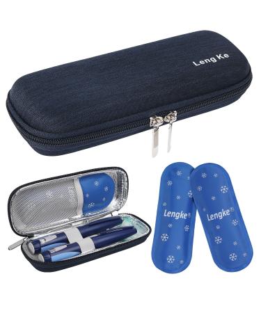 Bomkee insulin pen bag insulin cooling bag medication bag for on the way Diabetes pocket for insulin pen glucose meters with 2 fridge packs blue