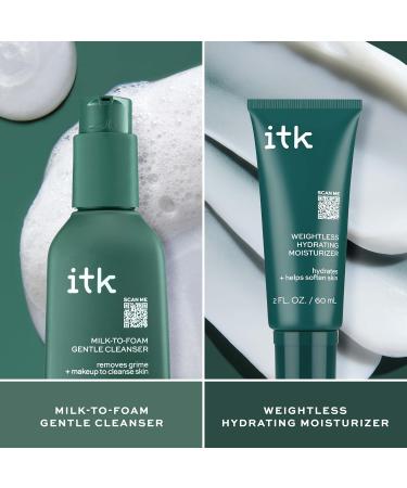 ITK Skincare Cleanser + Moisturizer Set - Milk-To-Foam Face Wash Cleanser + Weightless Hydrating Moisturizer for Smooth and Nourished Skin - Helps Remove Makeup + Hydrate Skin - Skincare Gift Set - Buy Online on GoSupps.com