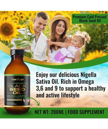 Organic Black Seed Oil - 100% Pure Cold Pressed Nigella Sativa Oil for Immune Support & Wellness - Antioxidant & Anti-Inflammatory Herbal Supplement - Buy Online on GoSupps.com