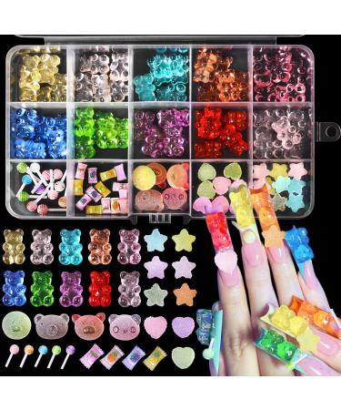 3D Mix Assorted Color Nail Charms Acrylic Multi Cute Nail Art Charms Hollow Candy Jewelry Nail Supplies for Nail Art Design DIY Crafts Accessories (Colorful Bear)