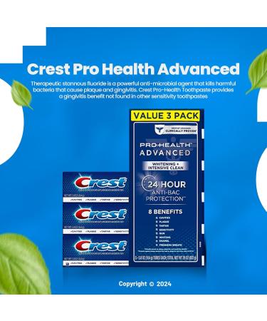 Crest Pro-Health Advanced White Toothpaste (5.8 oz 3 pk) - Teeth Whitening with Bonus Health Gifts & Accessories - Buy Online on GoSupps.com