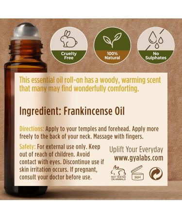 Gya Labs Frankincense Essential Oil Roll On (10ml) - Spicy Woody Scent - Natural Frankincense Oil - 10ml (Pack of 1) - Buy Online on GoSupps.com
