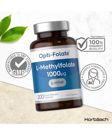 L-Methylfolate 1000ug | 200 Capsules | 5-MTHF Folate Supplement | Active Form of Folic Acid | by Opti-Folate - Buy Online on GoSupps.com