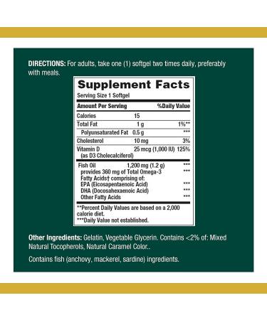 Nature's Bounty Fish Oil + D3 90 Softgels - Heart & Immune Support - Buy Online on GoSupps.com