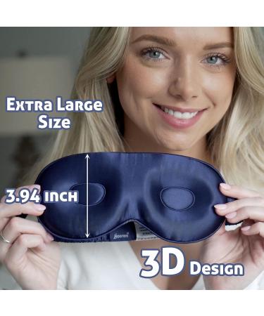 100% Pure 22 Momme Mulberry Silk Dark Navy Sleep Mask | 3D Contoured Design for 100% Light Blocking | Ideal Eye Shade Cover for Sleeping - Buy Online on GoSupps.com