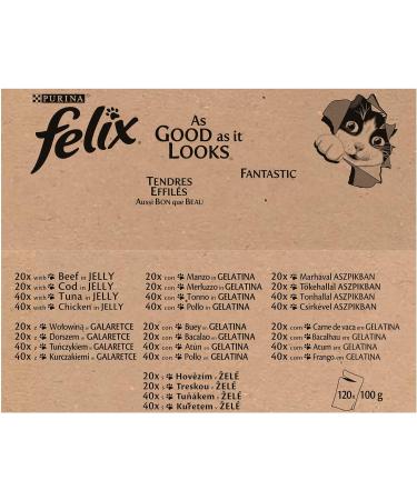 Felix Katznassfuck Jelly Mixed Variety - Cod Beef Chicken & Tuna Jumbo Pack (120x100g) - Premium International Pet Food - Buy Online on GoSupps.com