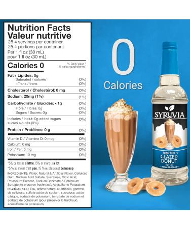 Syruvia Sugar-Free Glazed Donut Coffee Syrup - 25.4 fl oz Premium Coffee Flavoring Syrup - 0 Calorie- Kosher Coffee Syrups Gluten Free Perfect for Drinks Soda Shakes Desserts and More. - Buy Online on GoSupps.com