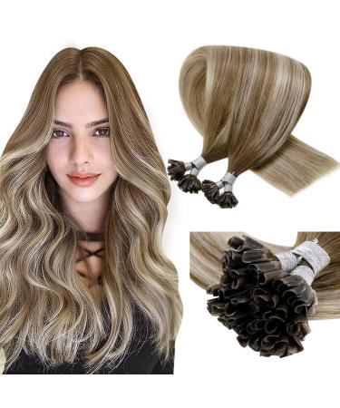 Laavoo keratin bonding extensions real hair ombre brown real hair extension bondings platinum blonde balayage light brown u tip extensions real hair hot fusion 50cm 50g 1g/s #8/60/8 50 cm 1-37 u tip #8/60/8 - Buy Online on GoSupps.com