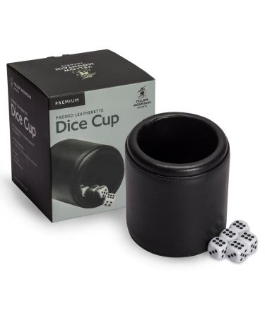 Yellow Mountain Imports Premium Padded Leatherette Dice Cup with 5 (14mm) 6-Sided Dice Set