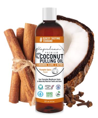 Coconut Pulling Oil for Teeth and Gums Mouthwash 100% Pure and Natural Non-GMO Ayuverdic Refreshing Pumpkin Spice Essential Oils
