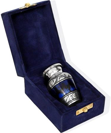 hlc Lovely Small Keepsake Urn Qnty 1 - Keepsake Urn for Human Ashes with 1 Velvet Box Bag-Mini Keepsake Urn -Beautiful Peaceful Blue Brass Hand Engraved Mini Memorial Affordable Keepsake Urn (3 cu.in) - Buy Online on GoSupps.com